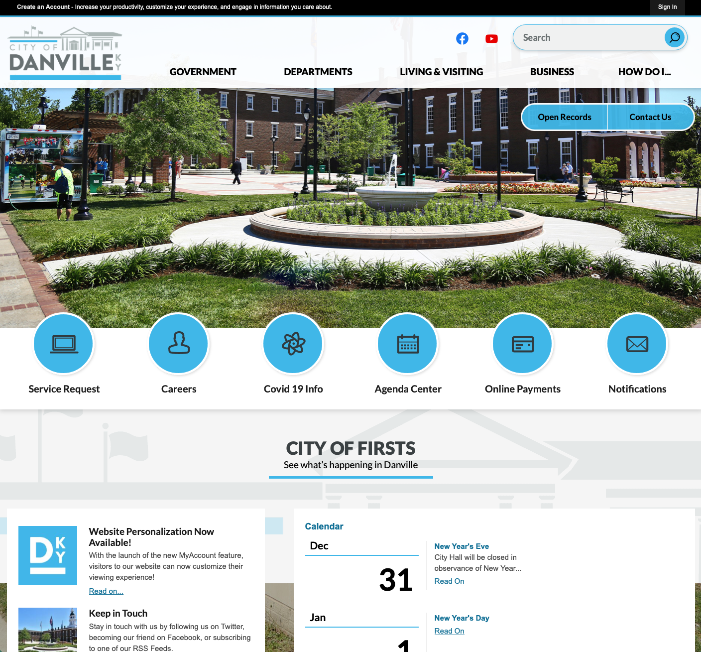 Screenshot of Homepage of new website