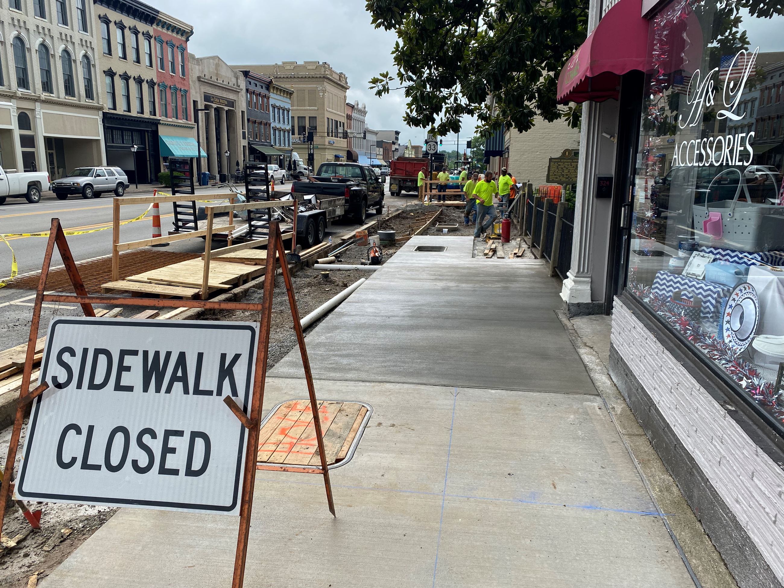 Photo of sidewalk construction on Main Street